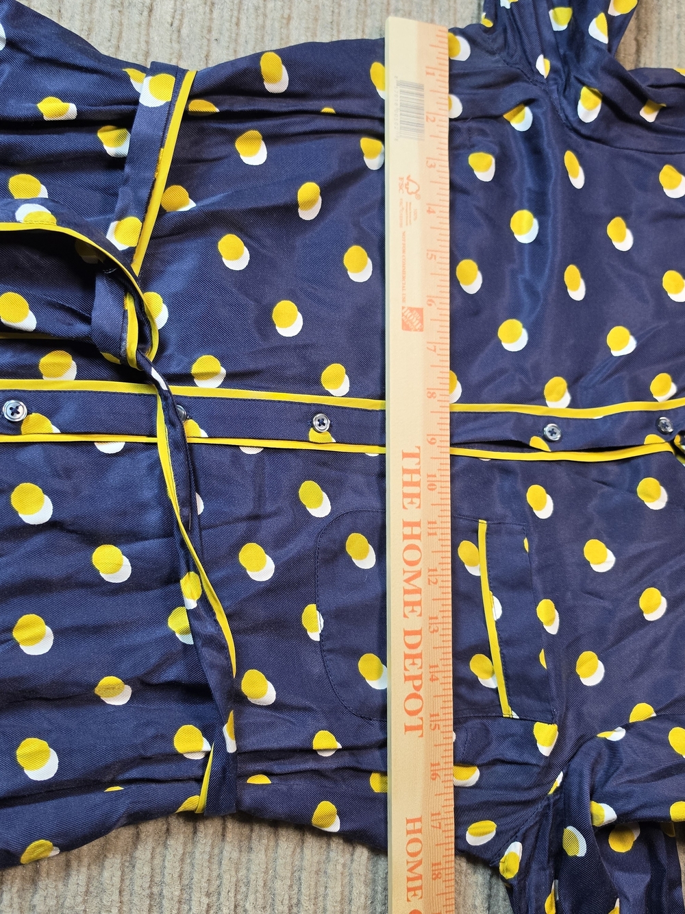 Boden Jenna Button Up Shirt Dress  US 8R Navy- Yellow Polka Dots Tie Midi Length - Picture 7 of 11